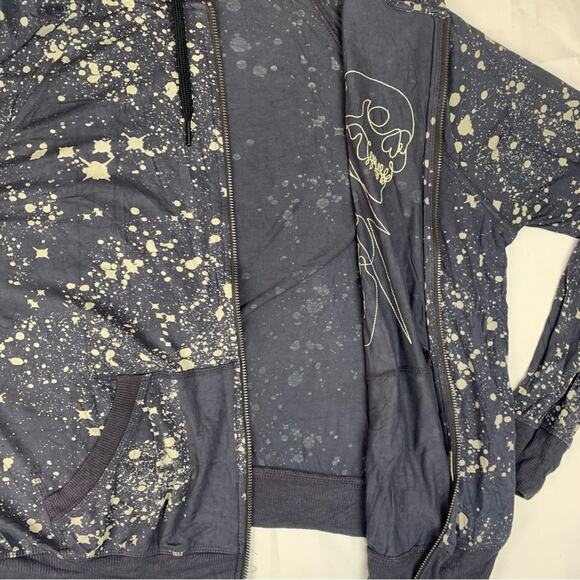Torrid Lovesick women's size 1 1x  gray skull zip up jacket paint splatter - Picture 9 of 13